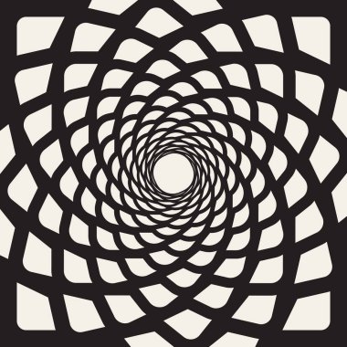 Vektör siyah ve beyaz yuvarlak hatları Spiral şekli optik illüzyon