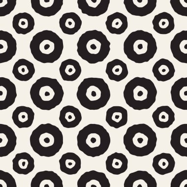 Vektör sorunsuz siyah ve beyaz karmakarışık daireler desen