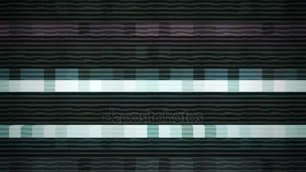 Generativní Glitchy Techno obraz. Pixel šum - červené a azurové blikající světla. — Stock video