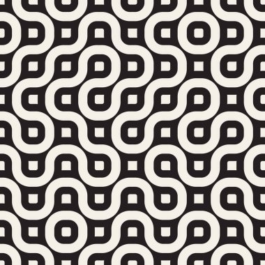 Düzensiz satırları desen vektör sorunsuz siyah ve beyaz geometrik yuvarlak