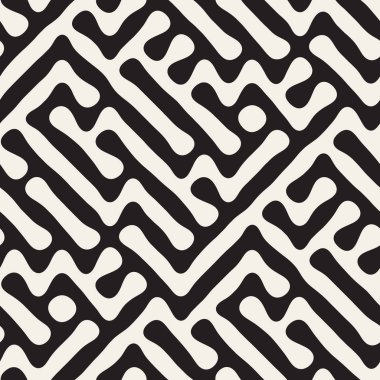 Vektör sorunsuz Freehand geometrik yuvarlak labirent desen