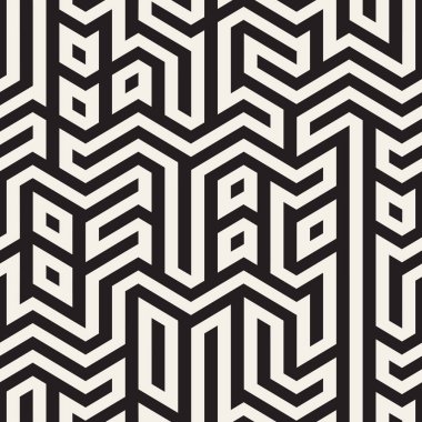Vektör sorunsuz siyah ve beyaz dikdörtgen hatları düzensiz geometrik desen