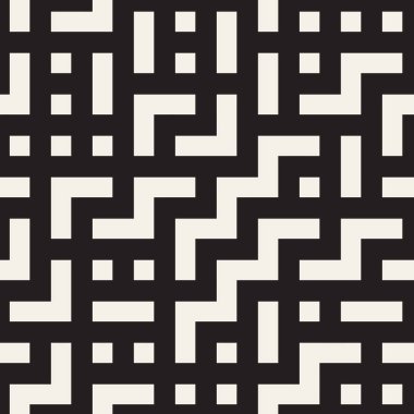 Vektör sorunsuz siyah ve beyaz dikdörtgen şekiller düzensiz geometrik desen