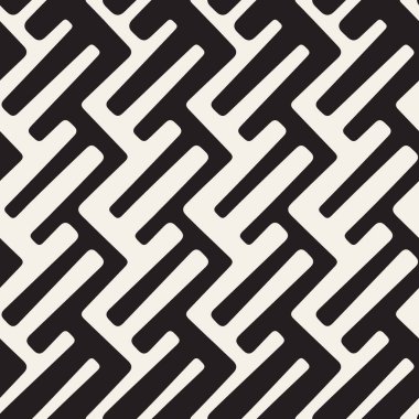 Vektör sorunsuz siyah ve beyaz çizgiler geometrik desen yuvarlak