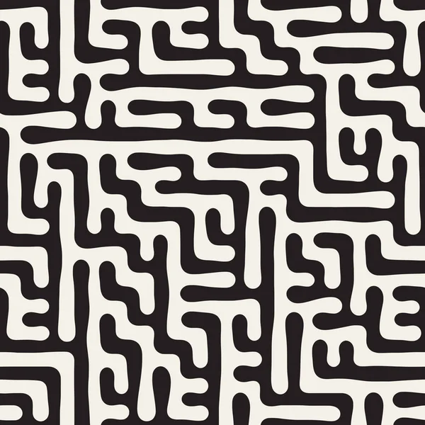 Vetor sem costura mão irregular desenhado labirinto linhas padrão geométrico — Vetor de Stock