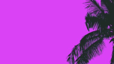 Süper palmiye ağacı siluet sorunsuz Psychedelic gökkuşağı arka plan üzerinde hareket