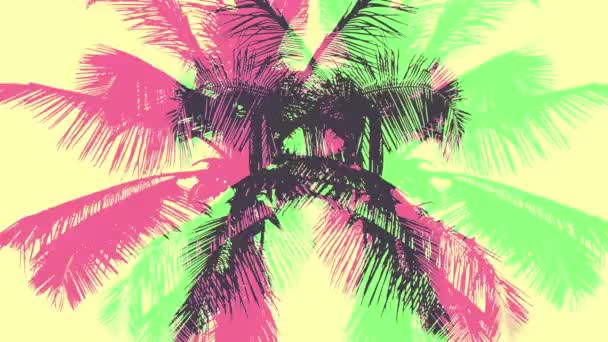 Художній фон з барвистими пальмами петлі — стокове відео