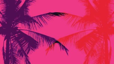 Canlı sanatsal arka plan ile renkli Palm ağaçlar döngü