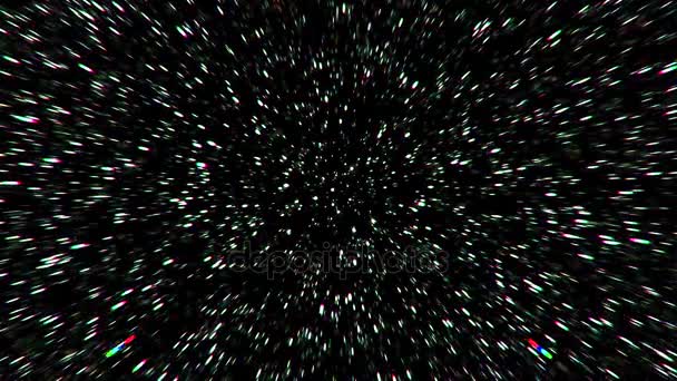 Derin uzay seyahat renkli yıldızların arasında — Stok video