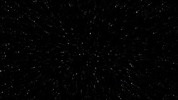 Гіперпростір подорожі серед блимаючих барвистих зірок — стокове відео