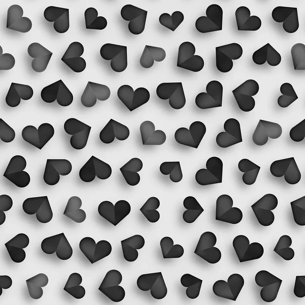 Varrat nélküli fekete-fehér mintát szívvel. Ismétlődő textúra szétszórt alakzatok. — Stock Fotó