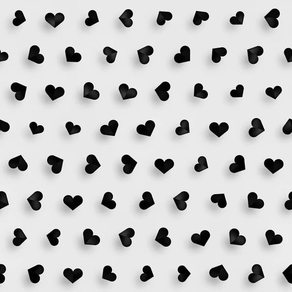 Patrón monocromo sin costuras con corazones. Repetir las formas dispersas Textura . — Foto de Stock