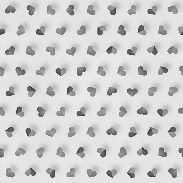 Seamless Monochrome Pattern With Hearts. Repeating Scattered Shapes Texture. — Stock Photo, Image