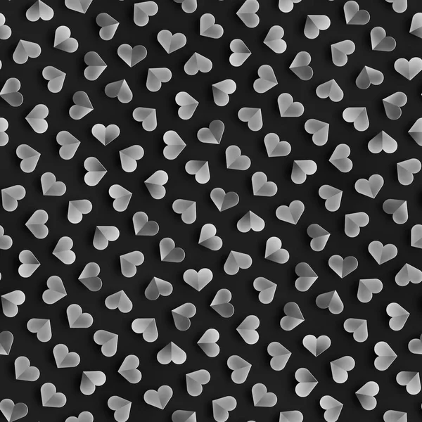 Patrón monocromo sin costuras con corazones. Repetir las formas dispersas Textura . — Foto de Stock
