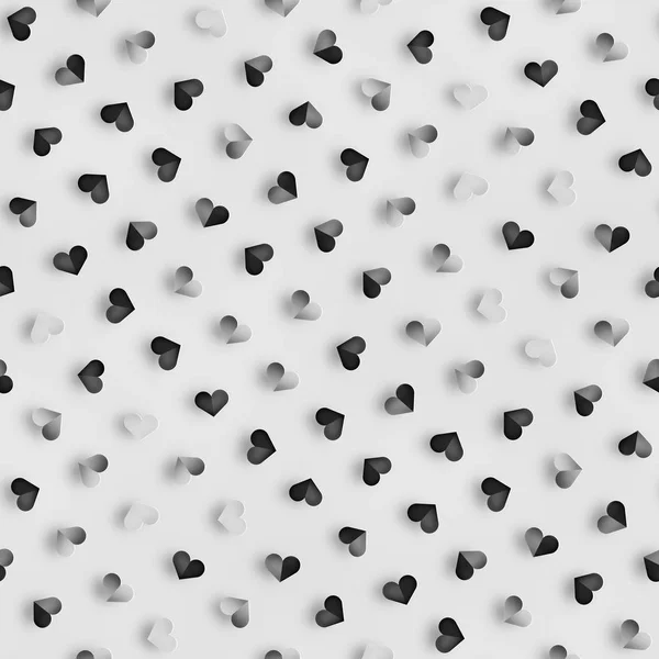 Seamless Monochrome Pattern With Hearts. Repeating Scattered Shapes Texture. — Stock Photo, Image