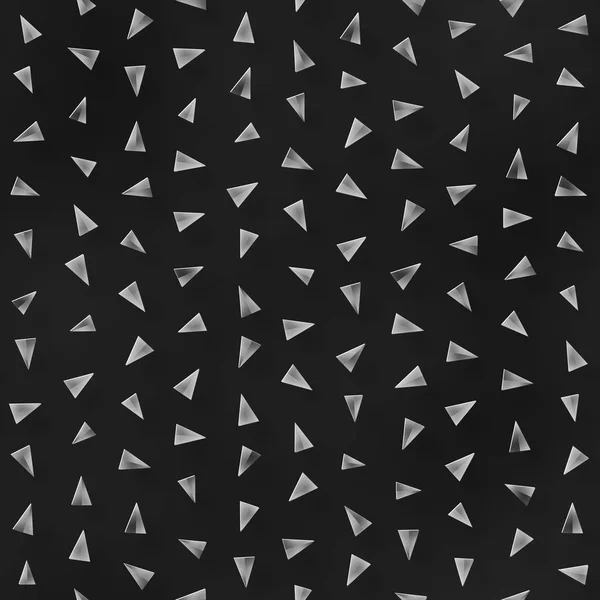 Verspreide geometrische gearceerde vormen. Abstracte naadloze zwart-wit patroon. — Stockfoto