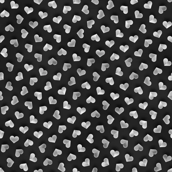 Nahtloses monochromes Muster mit Herzen. Verstreute Formen wiederholen. — Stockfoto