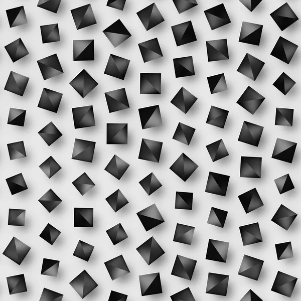 Scattered Geometric Shaded Shapes. Abstract Seamless Monochrome Pattern. — Stock Photo, Image