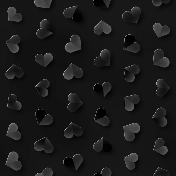 Seamless Monochrome Pattern With Hearts. Repeating Scattered Shapes Texture.