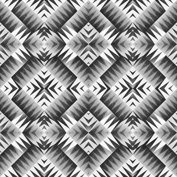 Patrón Tribal Monocromo sin costura. Estilo azteca Arte geométrico abstracto Imprimir . —  Fotos de Stock