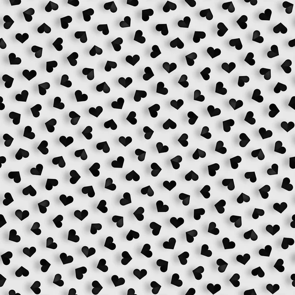 Seamless Monochrome Pattern With Hearts. Repeating Scattered Shapes Texture.