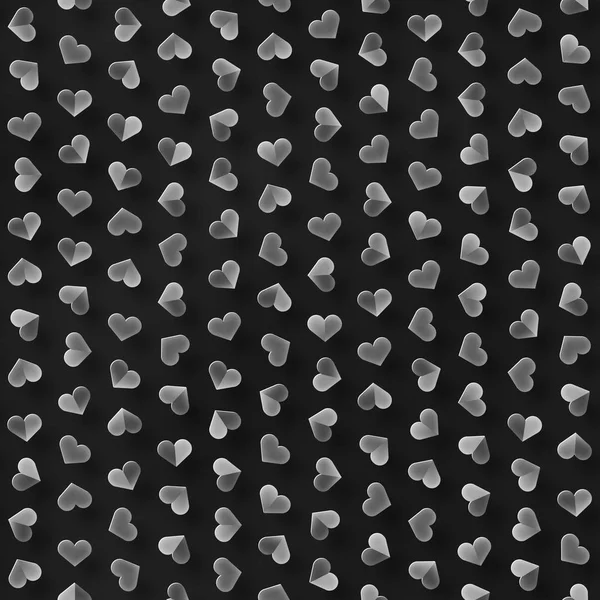 Bezszwowe monochromatyczne wzór serca. Powtarzając rozproszone Shapes Texture. — Zdjęcie stockowe