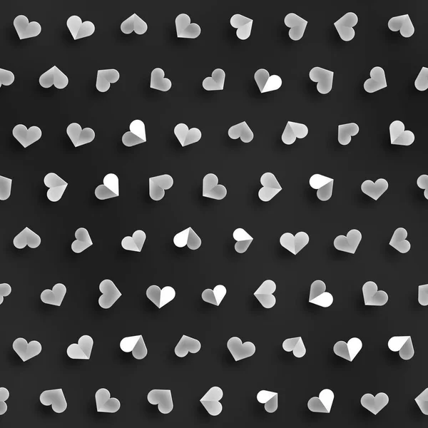 Sömlös monokrom mönster med hjärtan. Upprepande spridda former textur. — Stockfoto