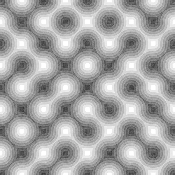 Безшовні чорно-білі заплутані круглі смуги. Текстурований геометричний візерунок . — стокове фото
