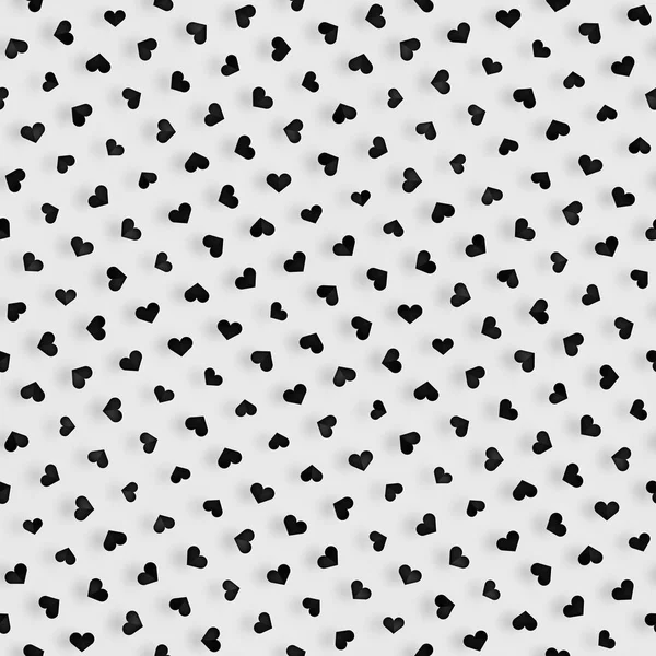 Naadloze zwart-wit patroon met harten. Herhalende verspreide Shapes textuur. — Stockfoto
