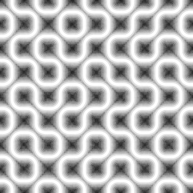 Sorunsuz siyah ve beyaz yuvarlak çizgiler karışık. Dokulu geometrik desen.