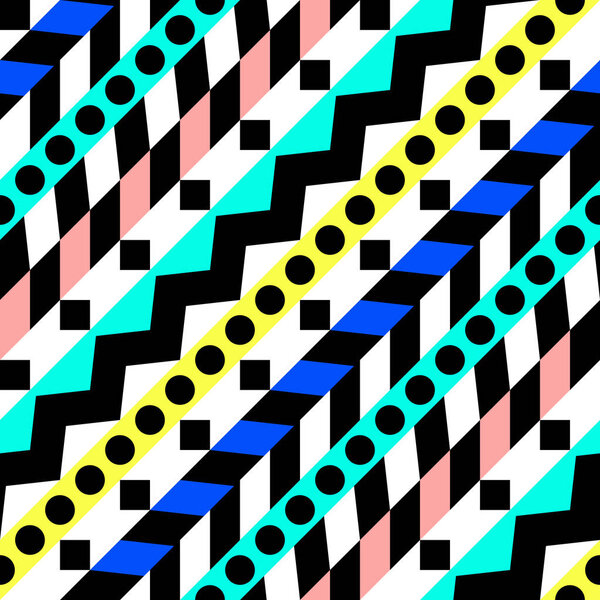 Abstract seamless pattern in 80 90 style
