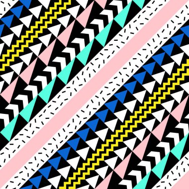 Retro renk seamless modeli. Süslü geometrik sanat baskı. Etnik hipster süs satırları zemin.