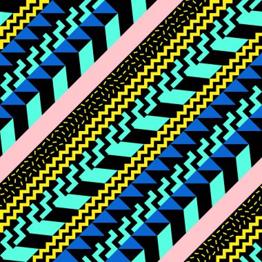 Retro renk seamless modeli. Süslü geometrik sanat baskı