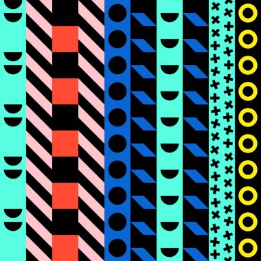 Retro renk seamless modeli. Süslü geometrik sanat baskı