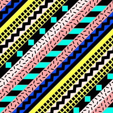 Retro renk seamless modeli. Süslü geometrik sanat baskı