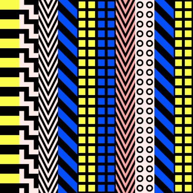 Retro renk seamless modeli. Süslü geometrik sanat baskı