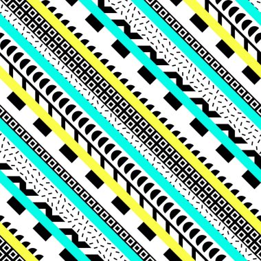 Retro renk seamless modeli. Süslü geometrik sanat baskı