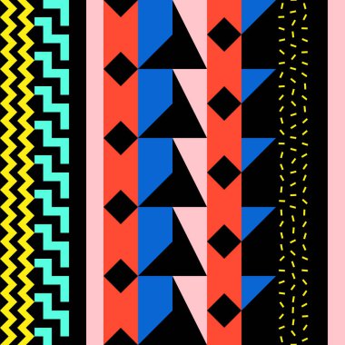 Retro renk seamless modeli. Süslü geometrik sanat baskı