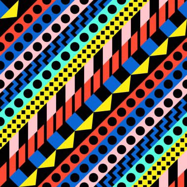 Retro renk seamless modeli. Süslü geometrik sanat baskı