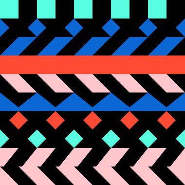 Retro renk seamless modeli. Süslü geometrik sanat baskı. Etnik hipster süs satırları zemin.