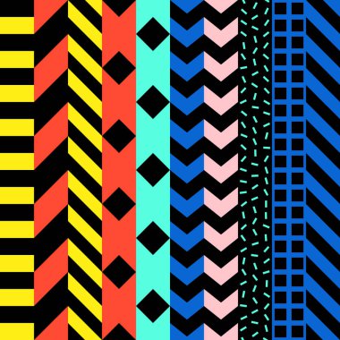 Retro renk seamless modeli. Süslü geometrik sanat baskı