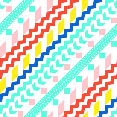 Retro renk seamless modeli. Süslü geometrik sanat baskı