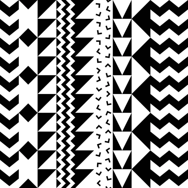 Seamless geometric pattern. Repeating ethnic ornamental design. Zigzag and stripe shapes line. Modern black and white texture — Stock Photo, Image