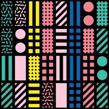Fayans dekoratif geometrik şekiller. Çok renkli düzensiz. Renkli arka plan. Sanatsal dekoratif süs kafes