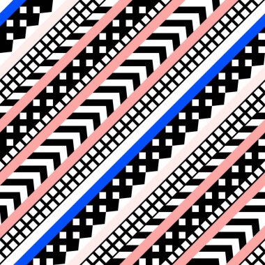 Retro renk seamless modeli. Süslü geometrik sanat baskı. Etnik hipster süs satırları zemin.