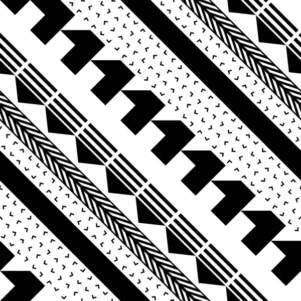 Patrón geométrico sin costuras. Repetir el diseño ornamental étnico. Zigzag y rayas forman la línea. Textura moderna en blanco y negro — Foto de Stock