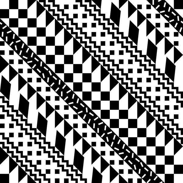 Seamless geometric pattern. Repeating ethnic ornamental design. Zigzag and stripe shapes line. Modern black and white texture — Stock Photo, Image