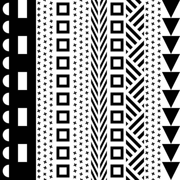 Seamless geometric pattern. Repeating ethnic ornamental design. Zigzag and stripe shapes line. Modern black and white texture