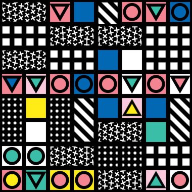 Fayans dekoratif geometrik şekiller. Çok renkli düzensiz. Renkli arka plan. Sanatsal dekoratif süs kafes