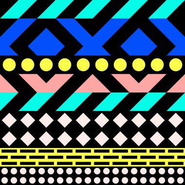 Retro renk seamless modeli. Süslü geometrik sanat baskı. Etnik hipster süs satırları zemin.